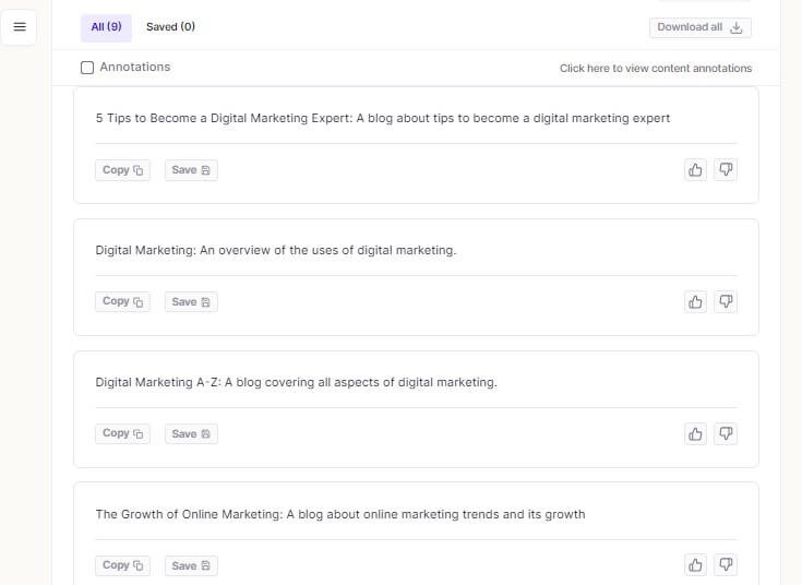 blog ideas generated with peppertype
