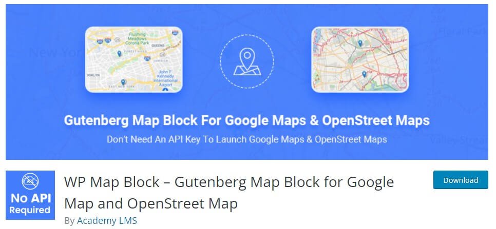 WP Map Block for embedding google map in WordPress website