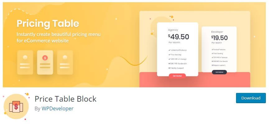 Price Table Block