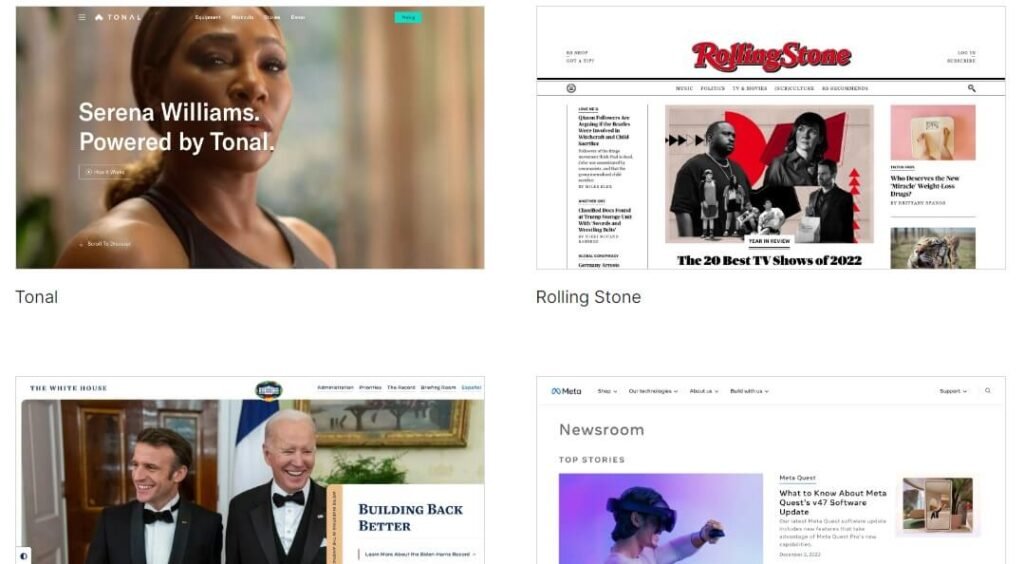 wordpress showcase section