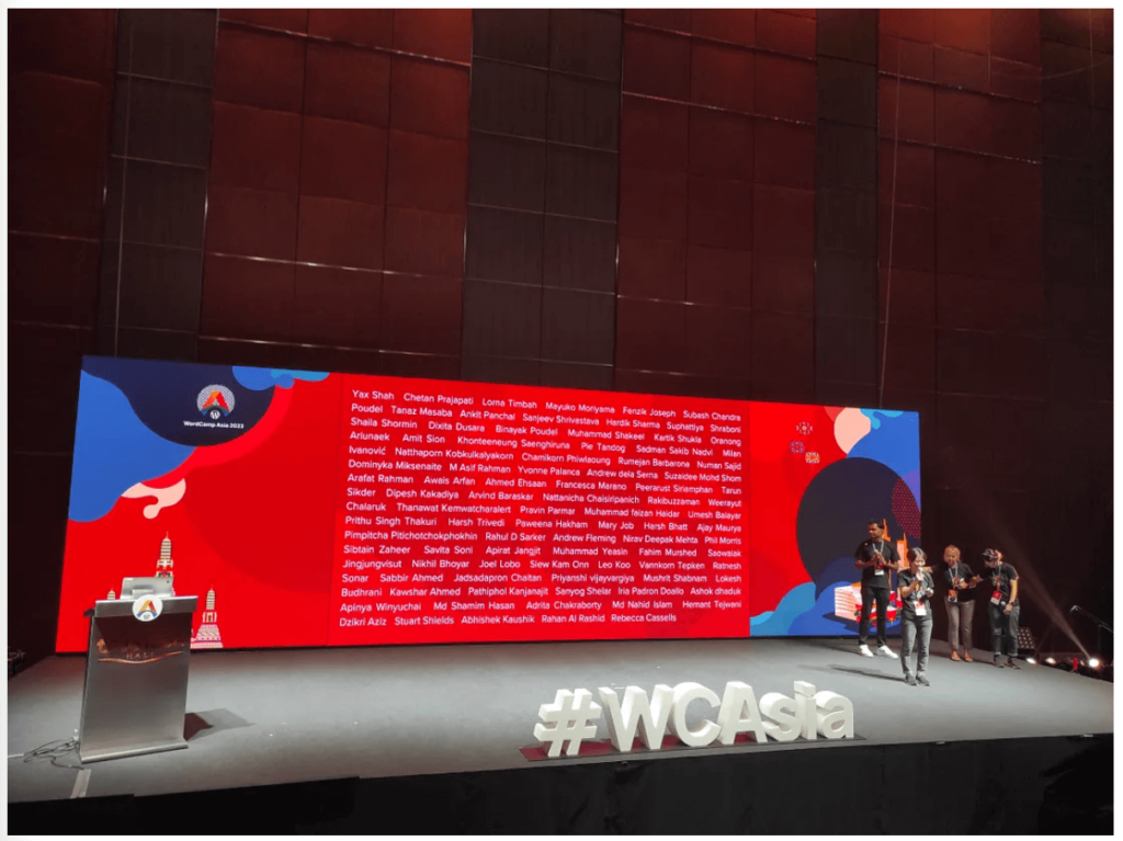 My name at WordCamp Asia 2023 Screen