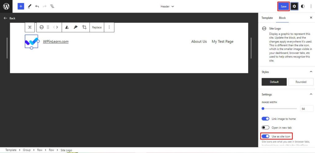 use as site icon