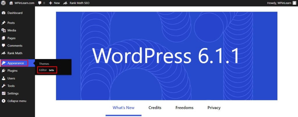 How To Add Site Icon In WordPress Full Site Editor - FSE: appearance to editor