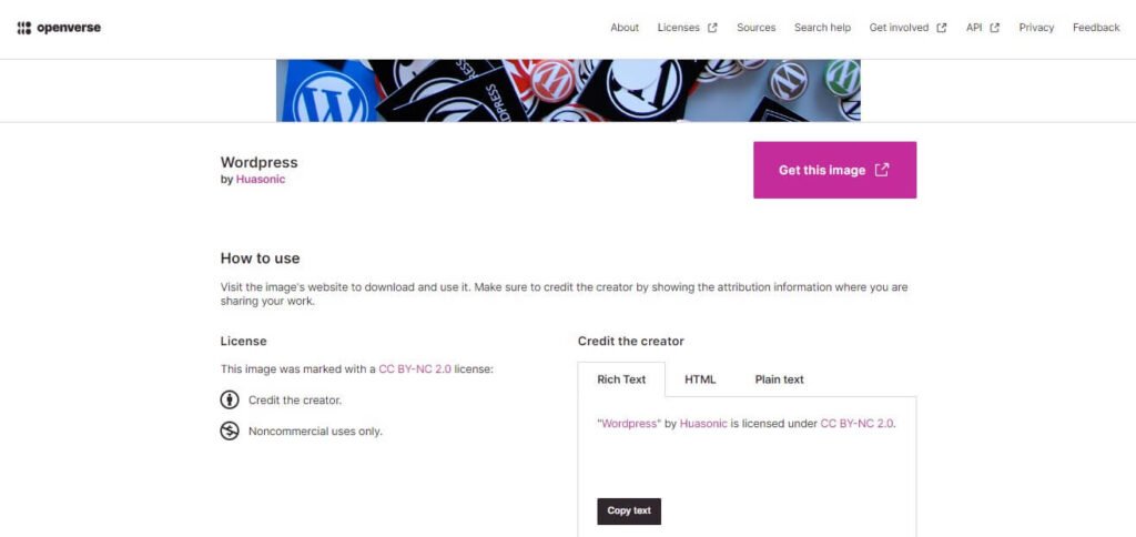 WordPress openverse content License
