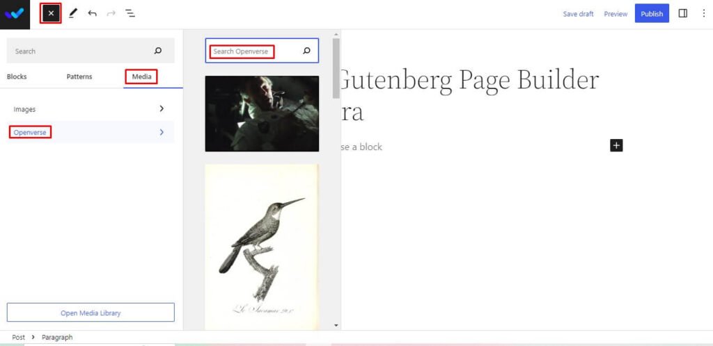 use openverse in WordPress editor