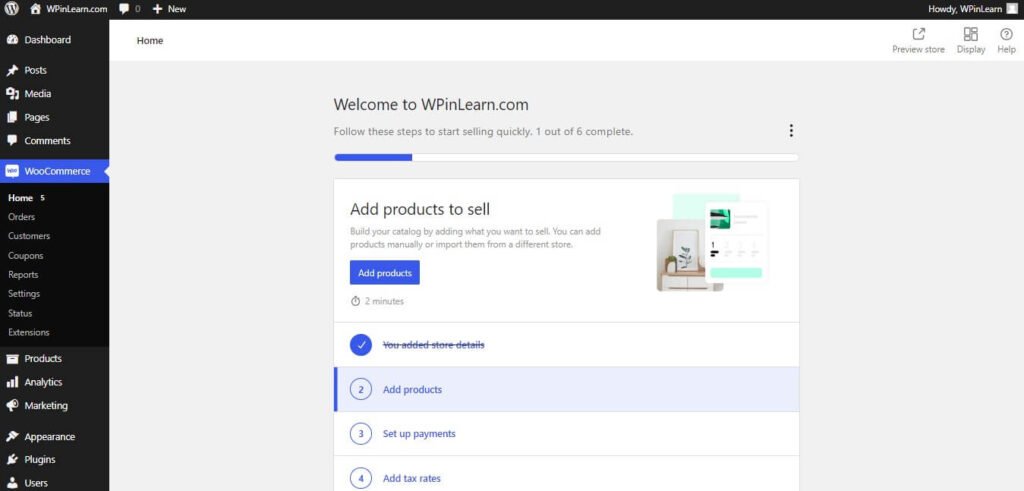 WooCommerce more setup
