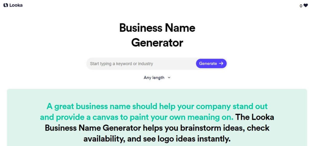 Looka domain name generators