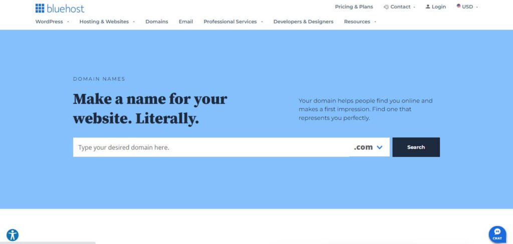 Try Bluehost the best domain name generators for your WordPress website
