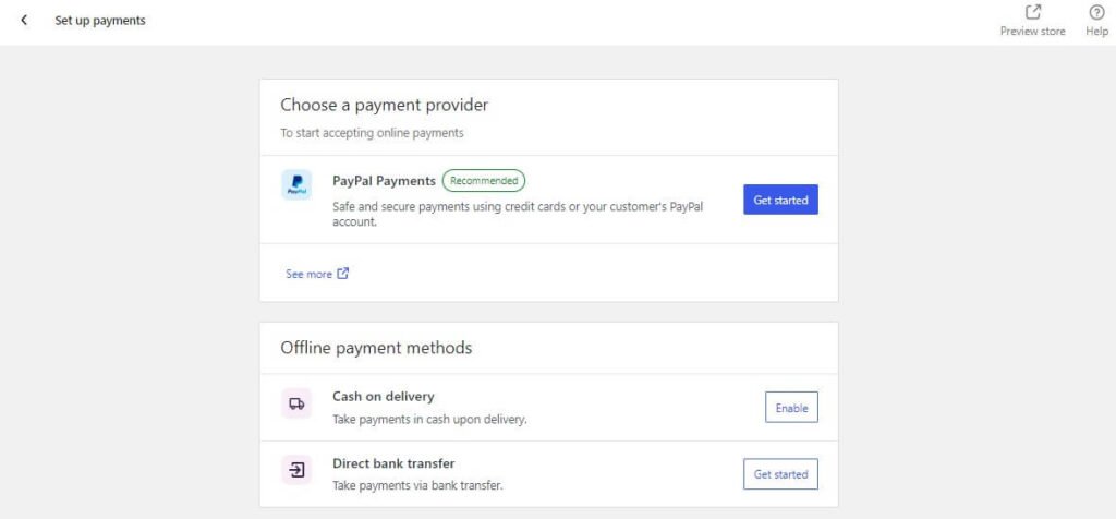 set up payments method