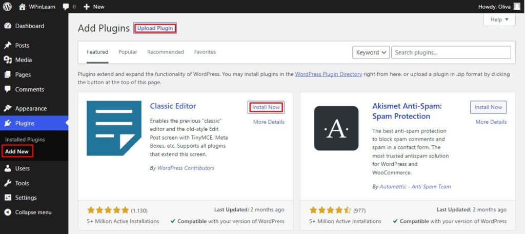 Adding new WordPress plugin
