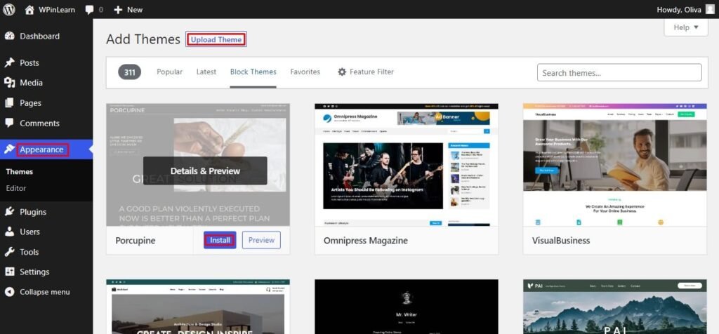 Adding new WordPress themes