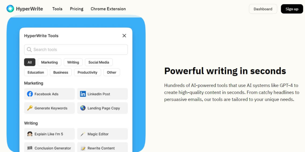 Hyperwrite ai tools for content creating