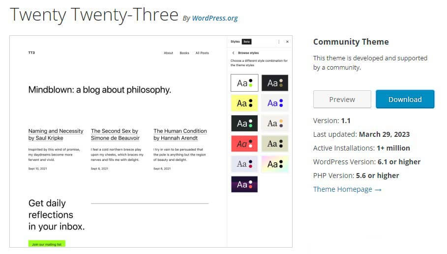 Twenty Twenty-Three themes
