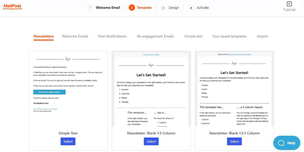 mailpoet templates