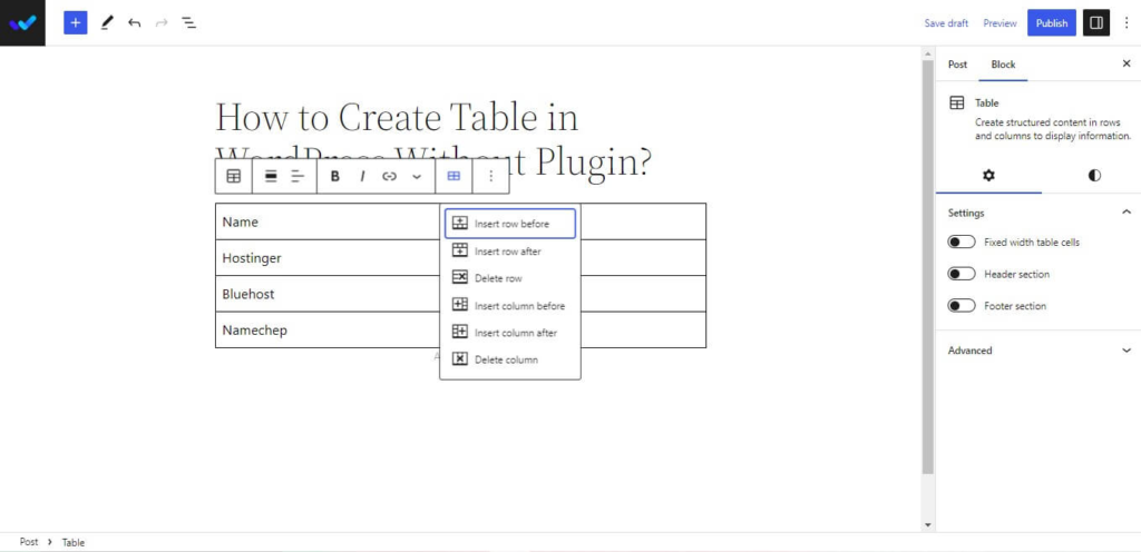 Edit Table